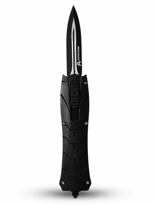 Cuțit automat Black Airsoft Inferno OTF cu lamă retractabilă