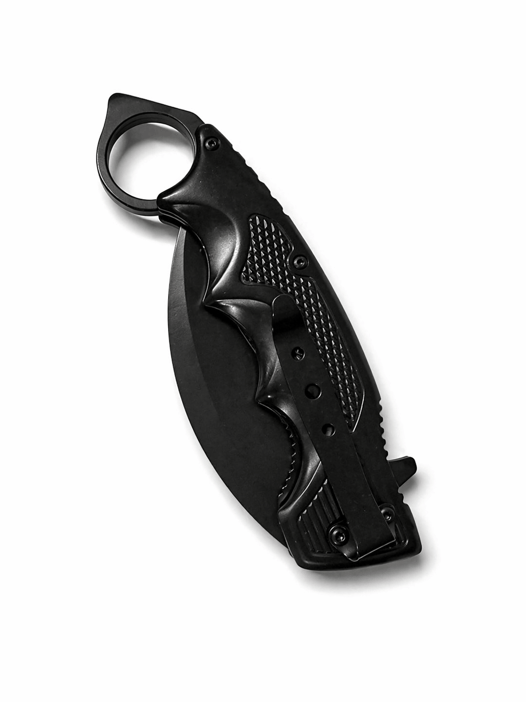 Cuțit karambit Black Airsoft pliabil cu inel