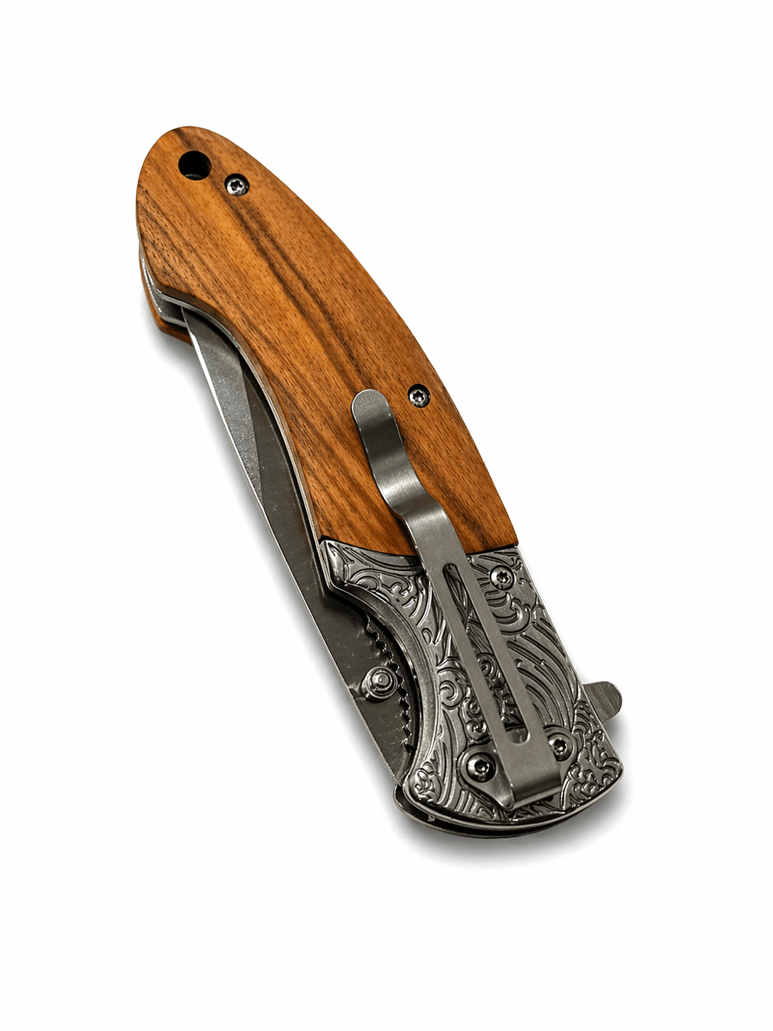 Cuțit pliabil Browning cu mâner din lemn – EDC și camping