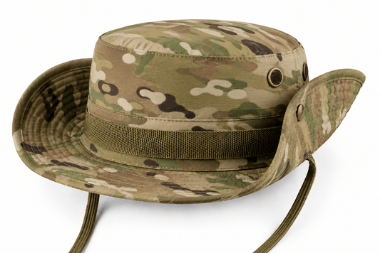 Pălărie tactică Black Airsoft BOONIE – cu șnur și orificii de ventilație