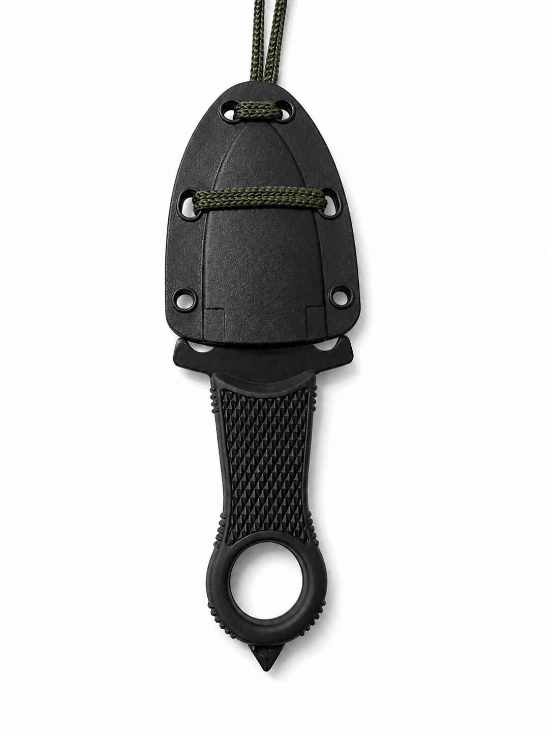 Cuțit tactic pentru gât Halo Black Airsoft cu teacă