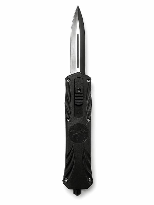 Cuțit automat Black Airsoft Venom OTF cu lamă retractabilă