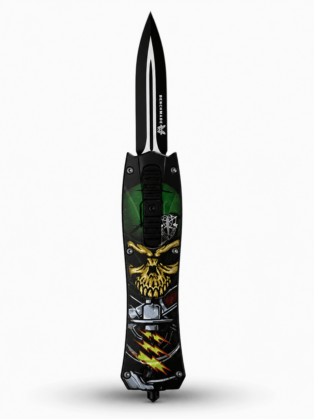 Cuțit automat Black Airsoft Inferno OTF cu lamă retractabilă