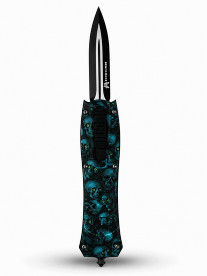 Cuțit automat Black Airsoft Inferno OTF cu lamă retractabilă