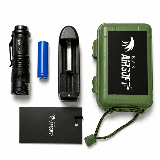 Mini lanternă Black Airsoft CREE cu baterie reîncărcabilă și încărcător