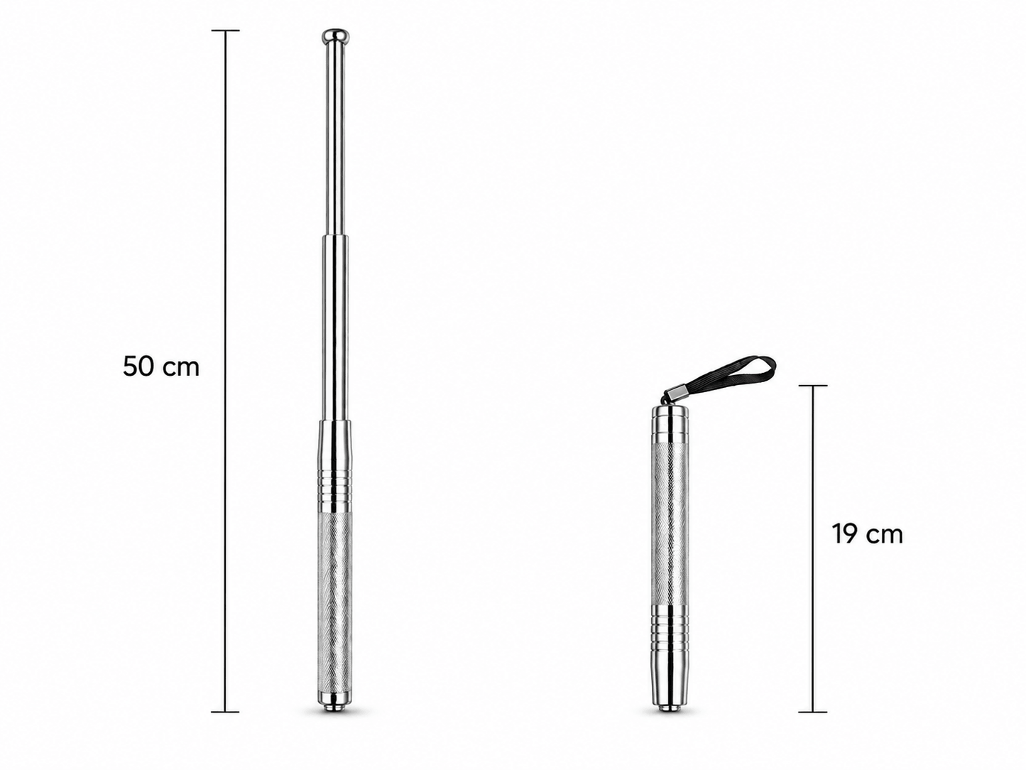 Baston telescopic de oțel Black Airsoft DEFENDER 50cm cu toc de piele