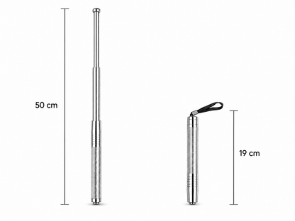 Baston telescopic de oțel Black Airsoft DEFENDER 50cm cu toc de piele