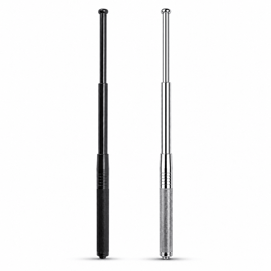 Baston telescopic de oțel Black Airsoft DEFENDER 50cm cu toc de piele