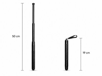 Baston telescopic de oțel Black Airsoft DEFENDER 50cm cu toc de piele