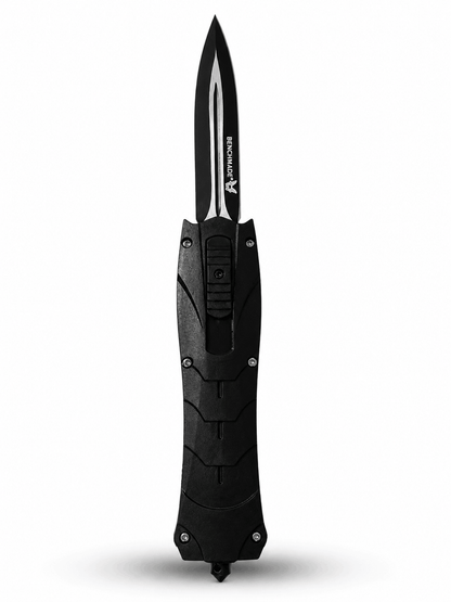 Cuțit automat Black Airsoft Inferno OTF cu lamă retractabilă