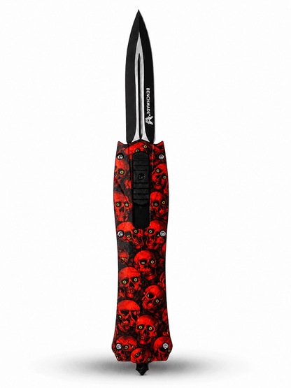 Cuțit automat Black Airsoft Inferno OTF cu lamă retractabilă
