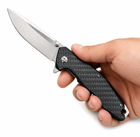 Briceag Black Airsoft cu mâner din carbon