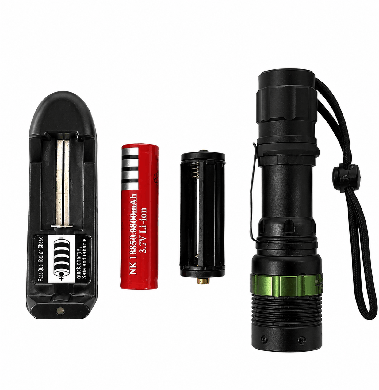 Lanternă tactică LED BlackAirsoft GREENFORGE cu Zoom, baterie Li-ion