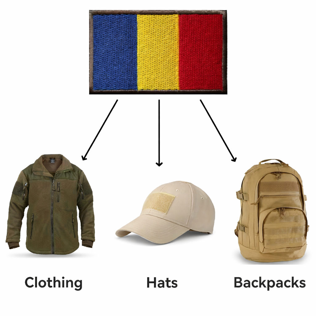 Emblemă brodată, velcro 5x8 cm - steagul României