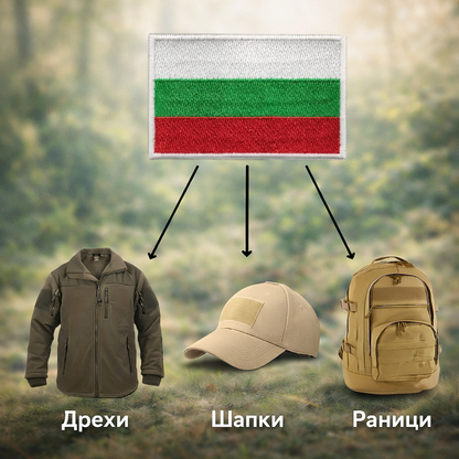 Patch brodat velcro 5x8 cm - steagul Bulgariei