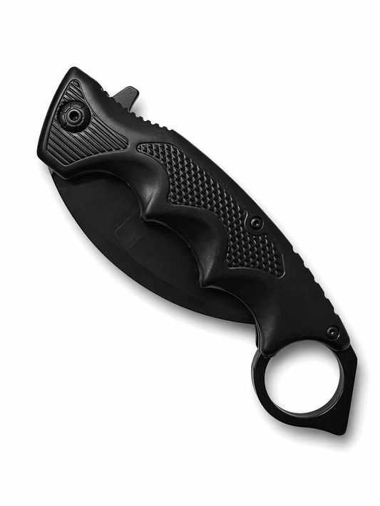 Cuțit karambit Black Airsoft pliabil cu inel