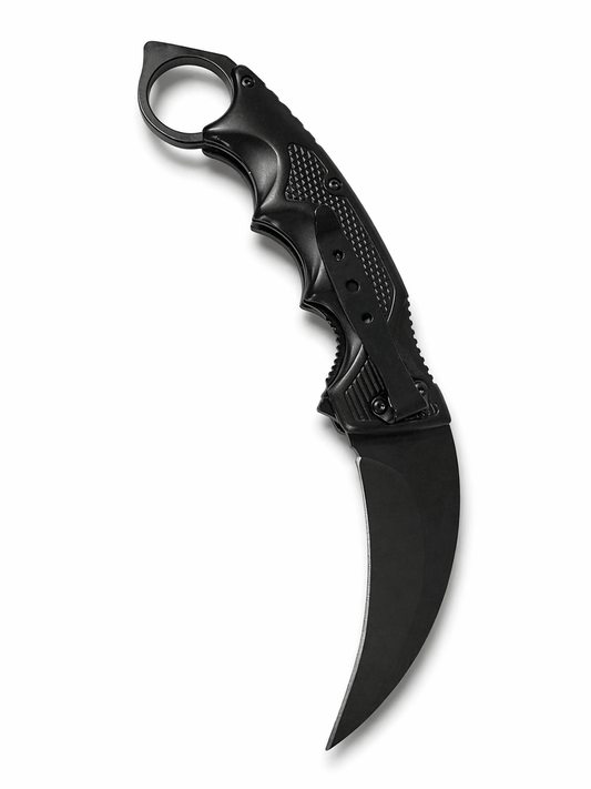 Cuțit karambit Black Airsoft pliabil cu inel