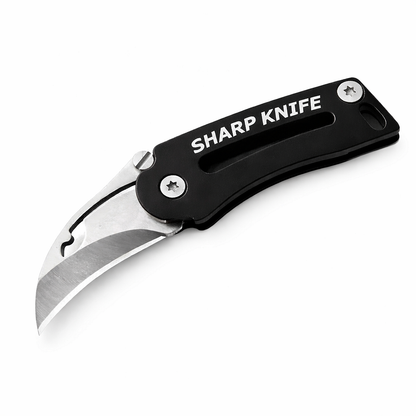 Mini briceag pliabil, curbat, pentru breloc – unealtă EDC compactă