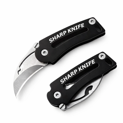 Mini briceag pliabil, curbat, pentru breloc – unealtă EDC compactă