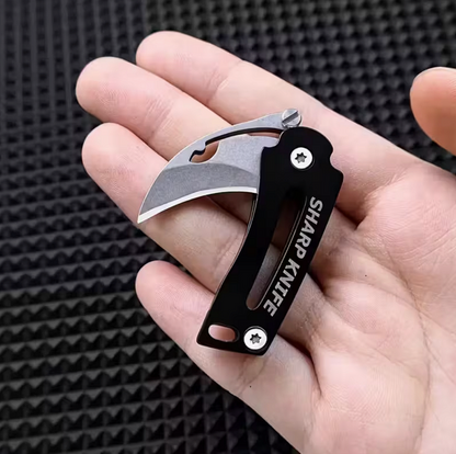 Mini briceag pliabil, curbat, pentru breloc – unealtă EDC compactă