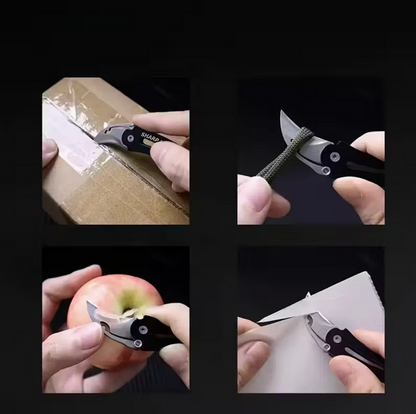 Mini briceag pliabil, curbat, pentru breloc – unealtă EDC compactă