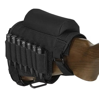 Suport obrazar pentru pat cu buzunare pentru cartușe de vânătoare, negru