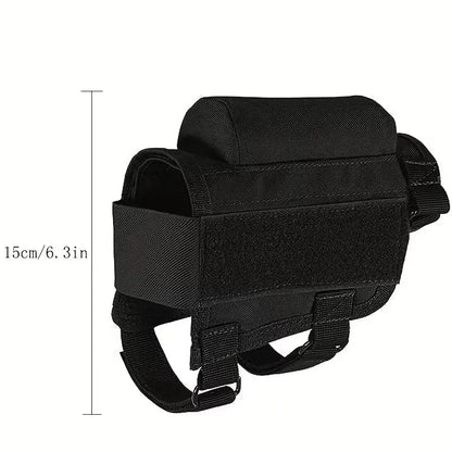 Suport obrazar pentru pat cu buzunare pentru cartușe de vânătoare, negru