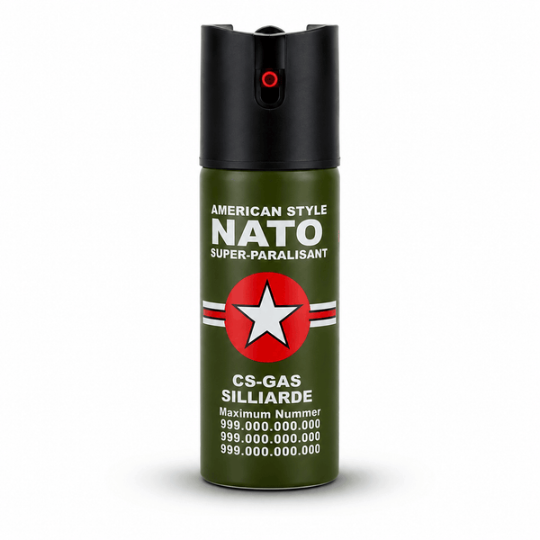 Spray lacrimogen NATO CS-GAS 60 ml – spray de autoapărare cu duză Jet de până la 3 m