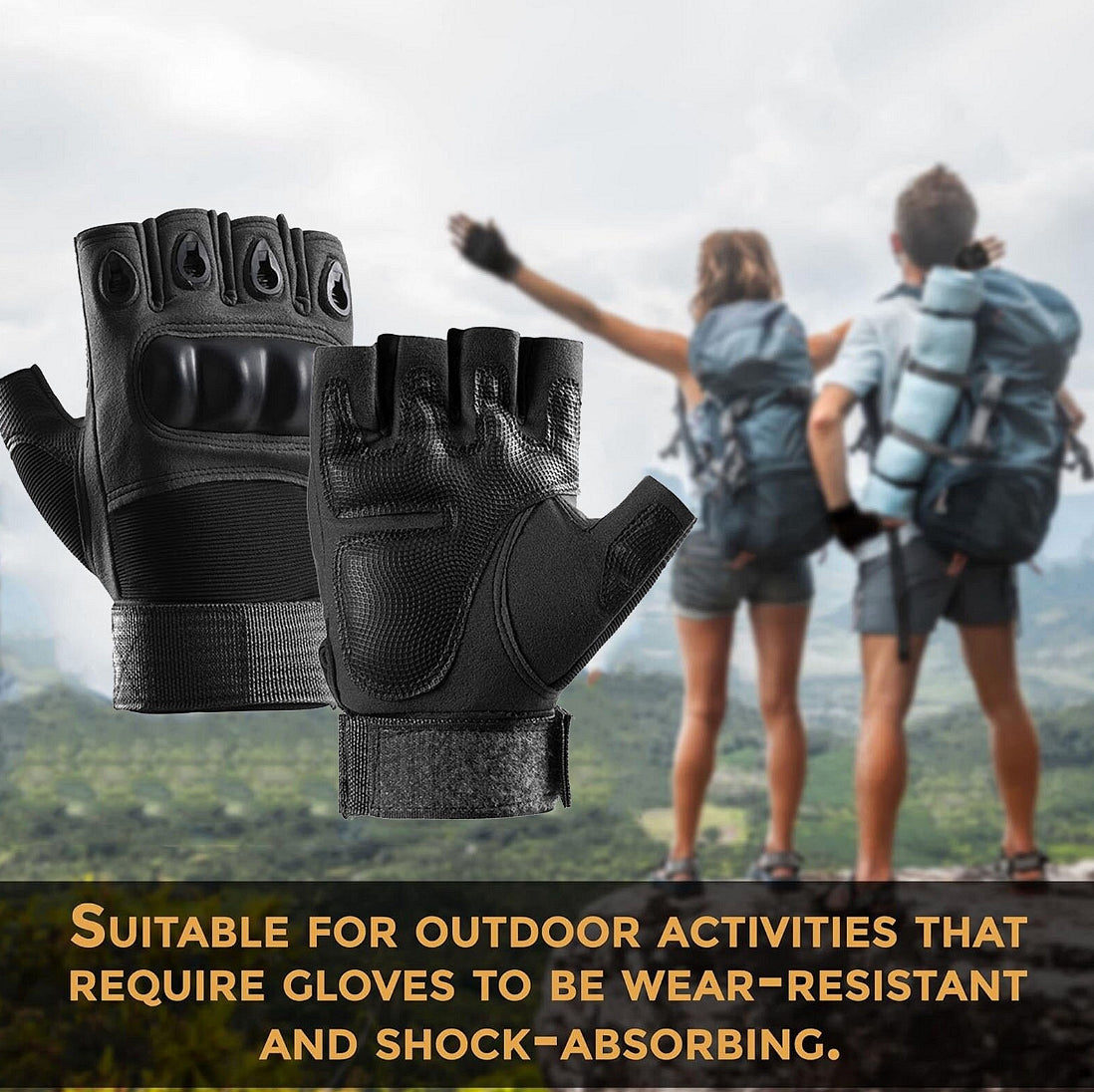 Mănuși tactice fără degete, cu protecții