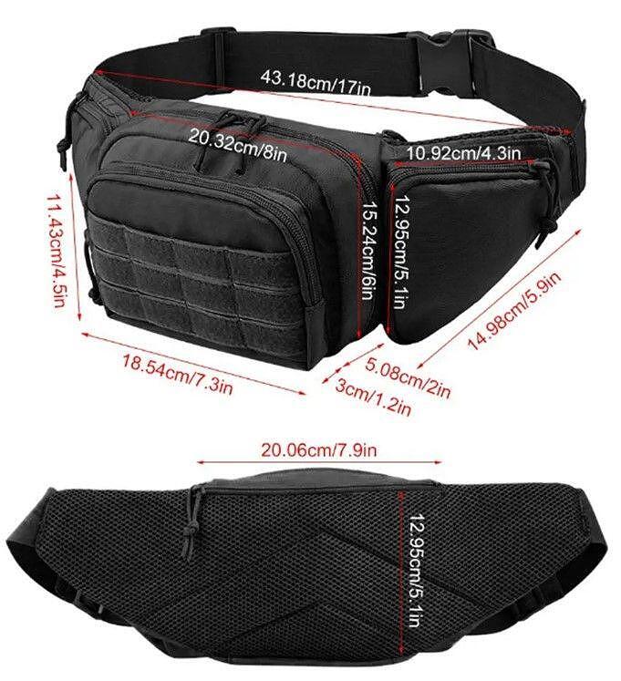 Geantă tactică de șold cu sistem MOLLE și compartiment pentru pistol 600D