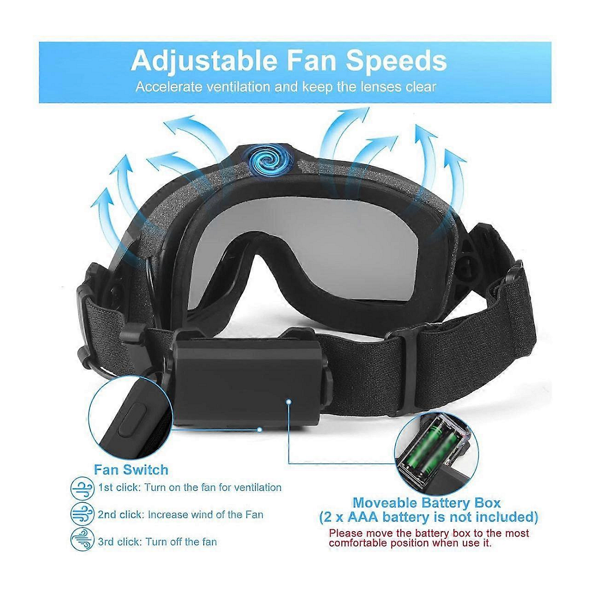 Masca tactică de protecție, ochelari cu ventilator integrat, Anti-Fog