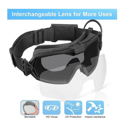 Masca tactică de protecție, ochelari cu ventilator integrat, Anti-Fog