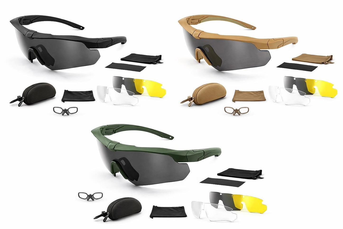 Ochelari tactici de protecție polarizați cu 3 lentile interschimbabile – rezistenți la impact