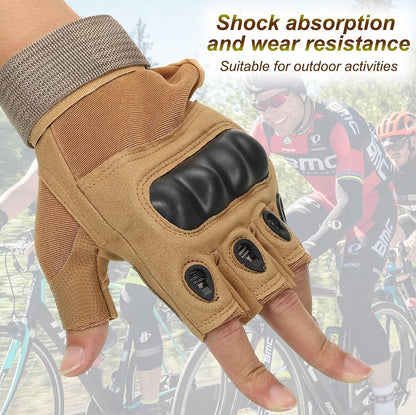 Mănuși tactice fără degete, cu protecții