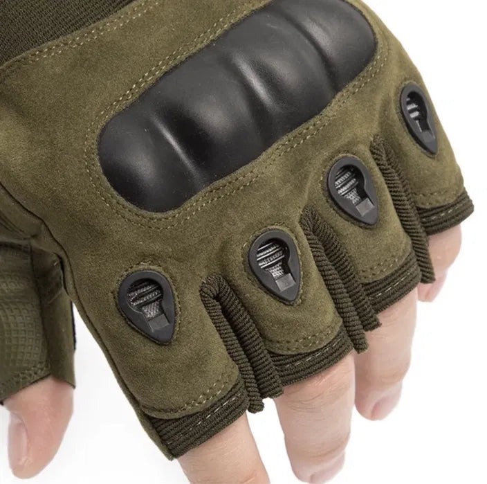 Mănuși tactice fără degete, cu protecții