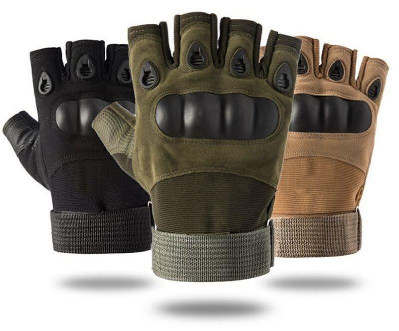 Mănuși tactice fără degete, cu protecții