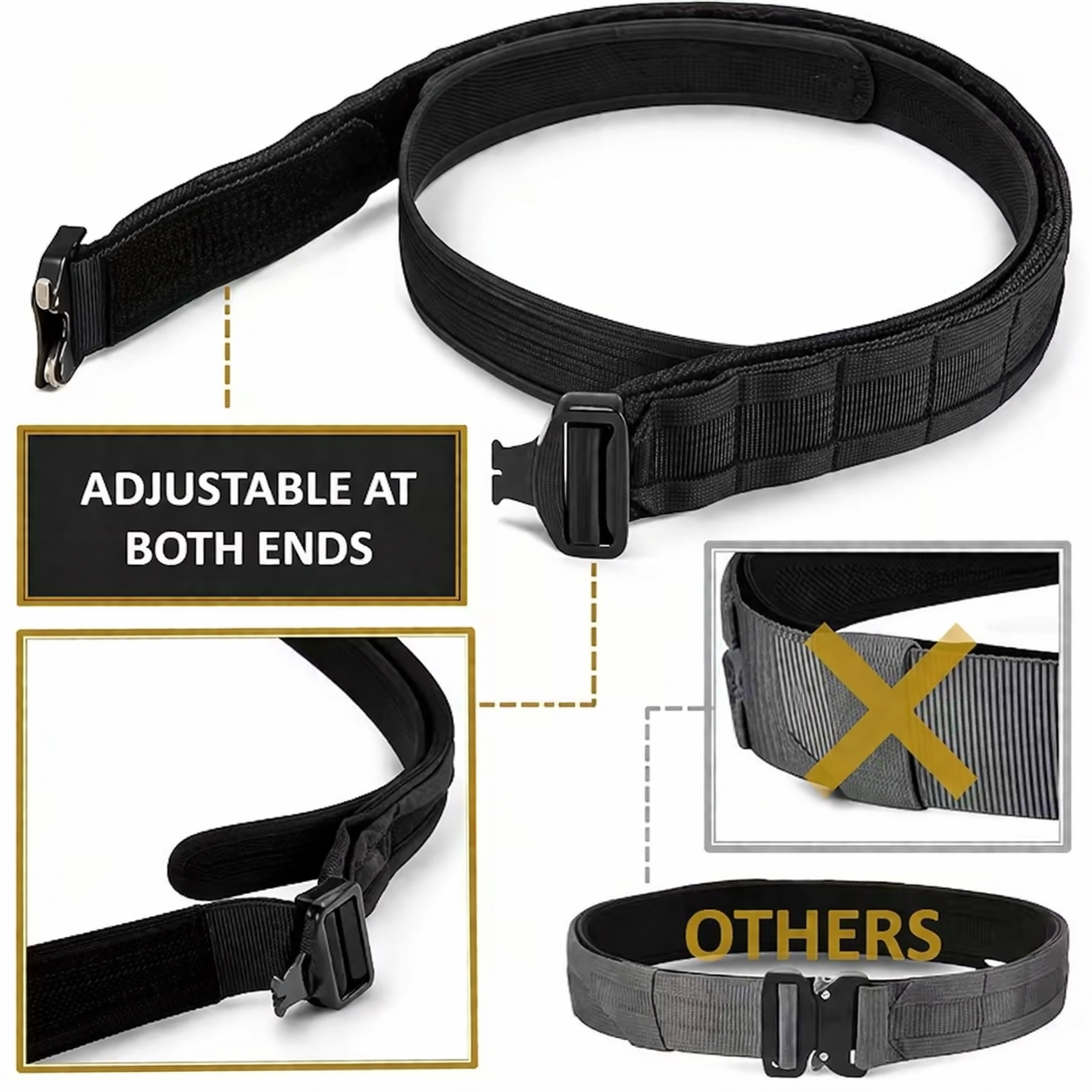 Centura MOLLE tactică cu centură interioară și cataramă metalică - 130 cm